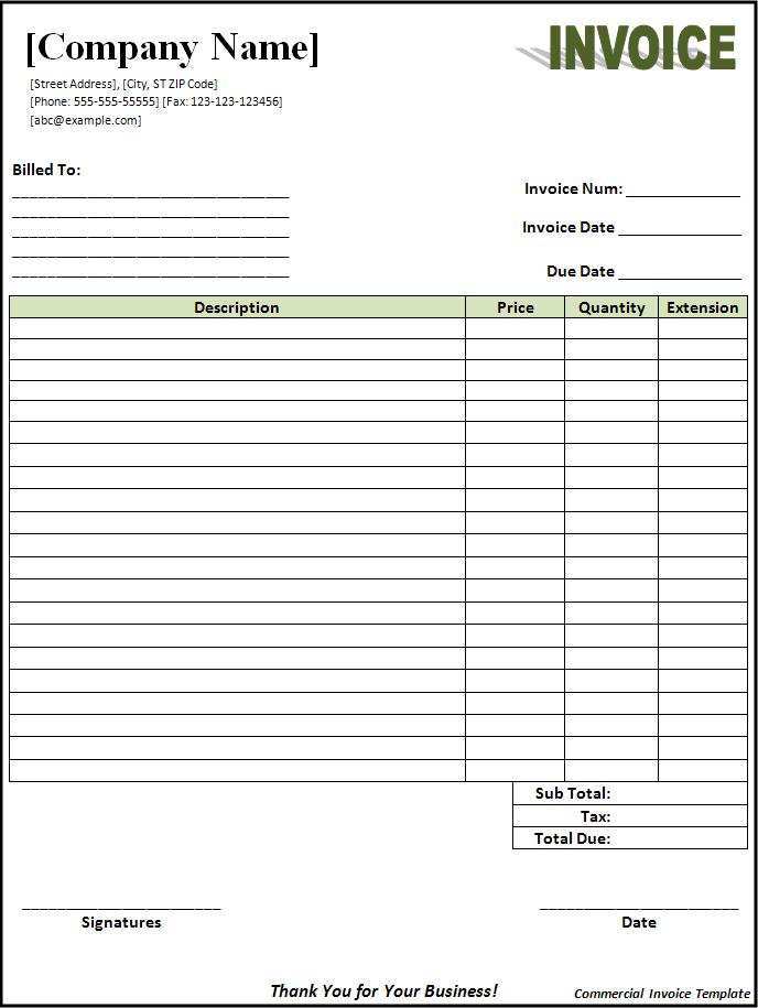 Free Printable Invoice Forms