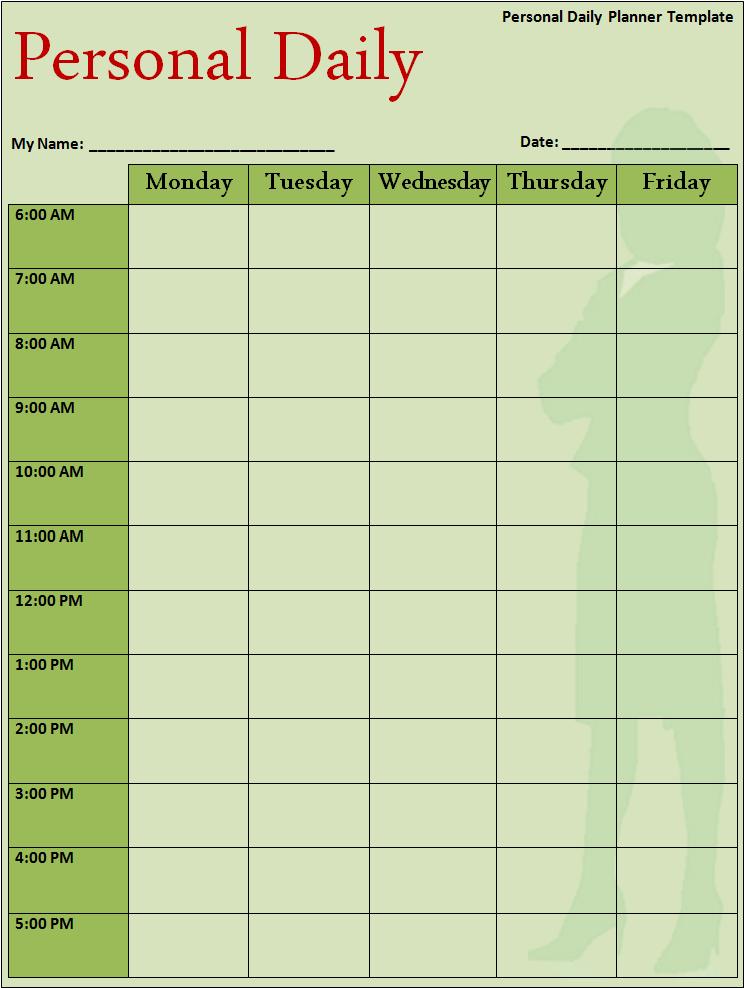 Daily Planner Template Free Word s Templates