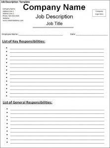  Description Templates on Job Description Template   Free Word Templates