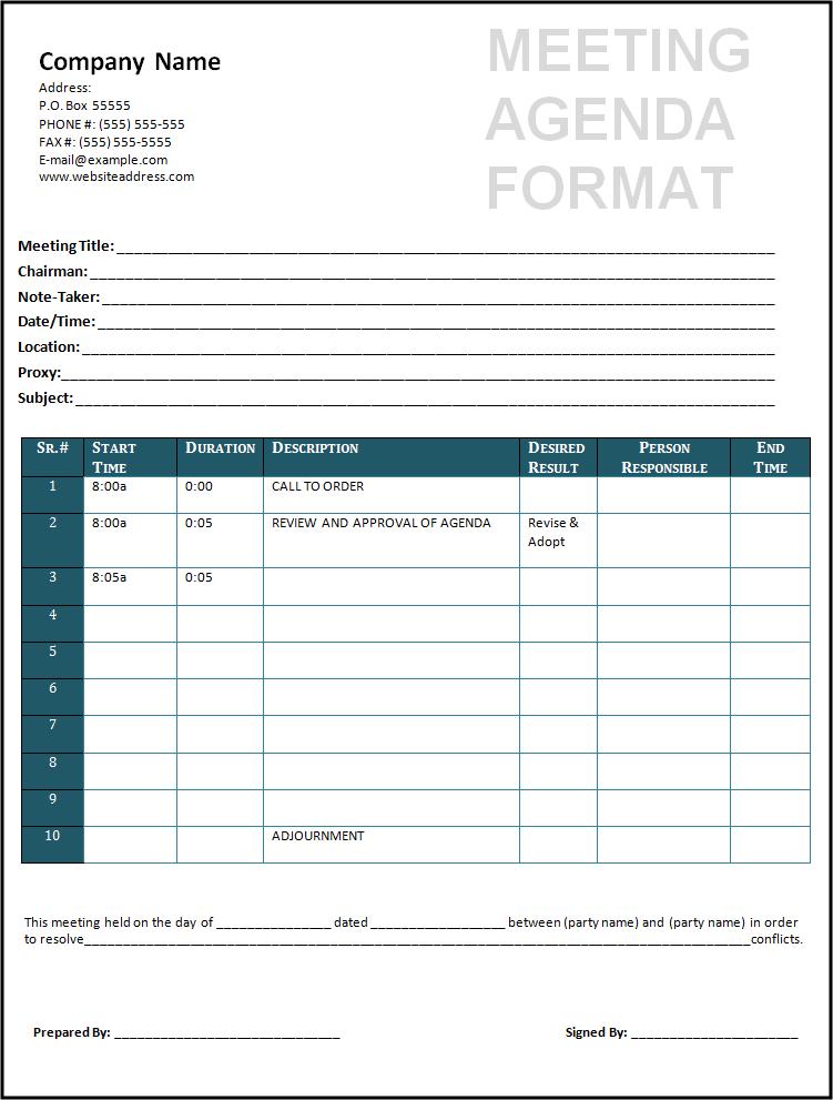 Board Meeting Agenda Templates 10 Printable Word Excel Pdf Formats