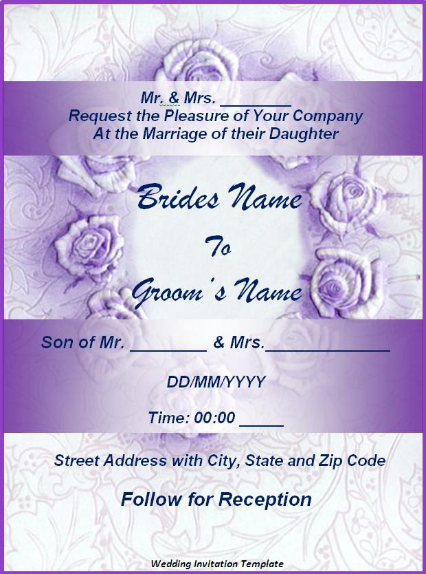 Wedding invitations sample layout