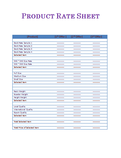 Sample Rate Sheet Free Words Templates