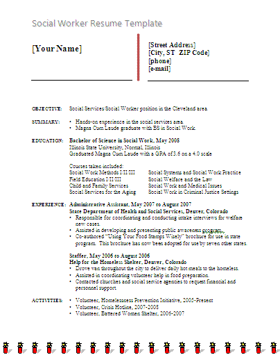 social worker resume templates