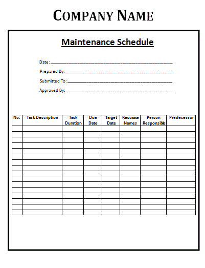 Maintenance Program Template