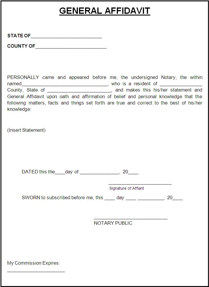 How to write a Affidavit Form Free Word Templates
