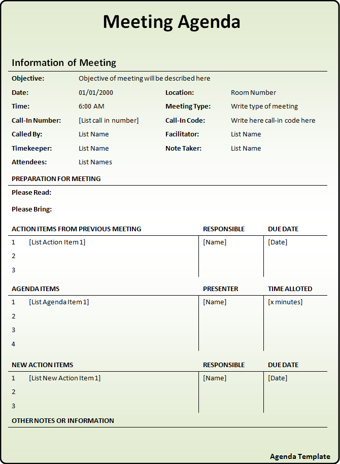 Agenda Template