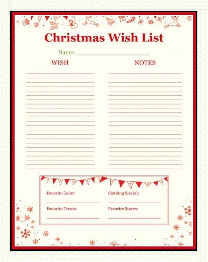 Christmas Wish List Format