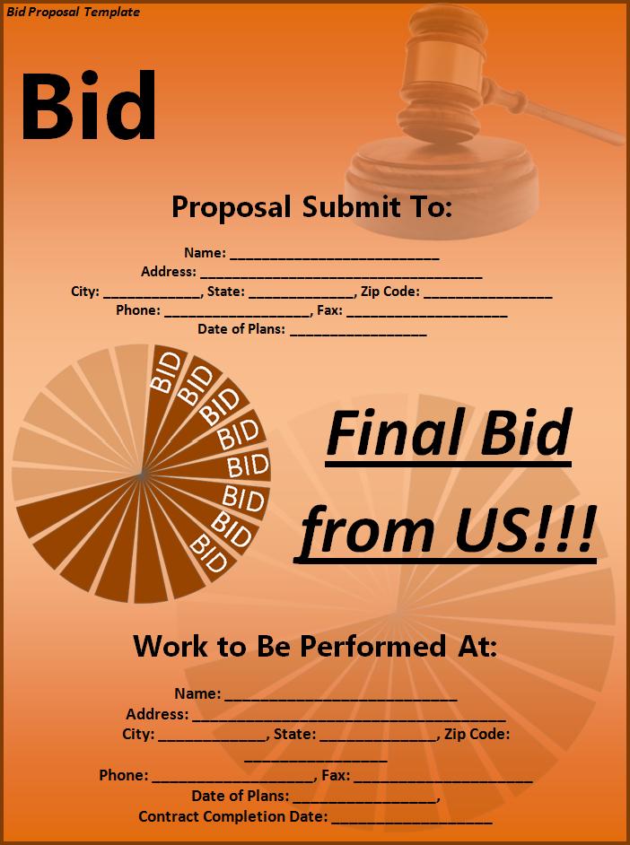 Bid Proposal Template Free Word Templates