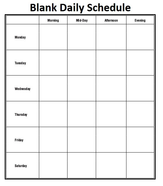 Daily Schedule Template