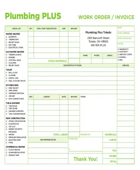Plumbing Invoice Template Excel from www.wordstemplates.org