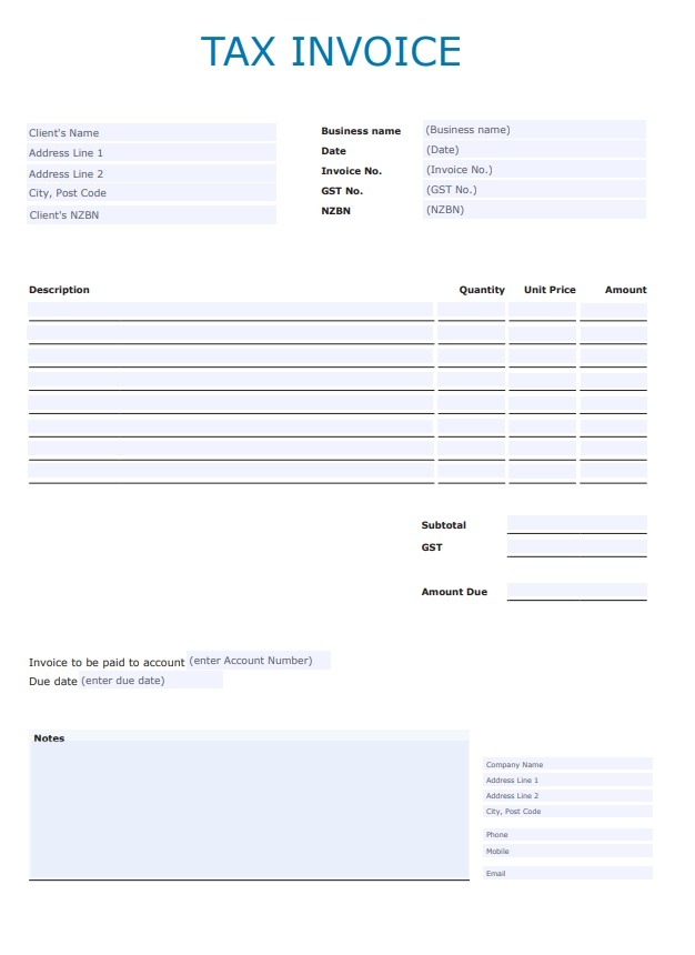 microsoft word tax invoice template