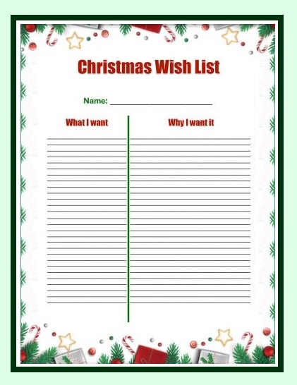 Christmas Wish List Format