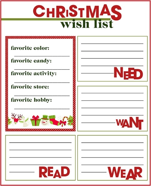 Christmas Wish List Format