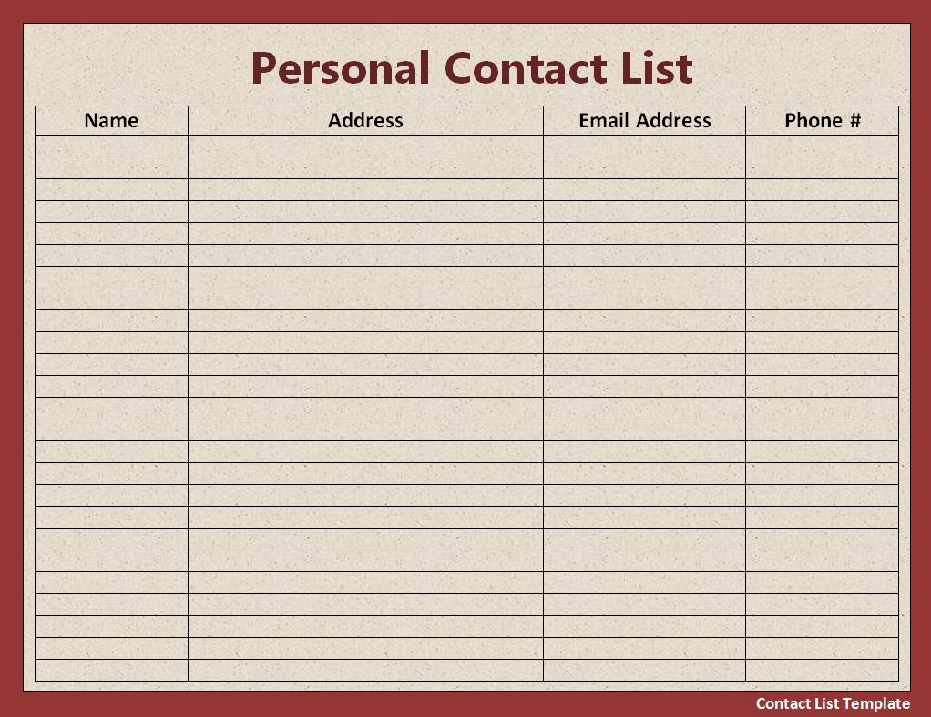 10 Contact List Templates Sample Word Excel Templates
