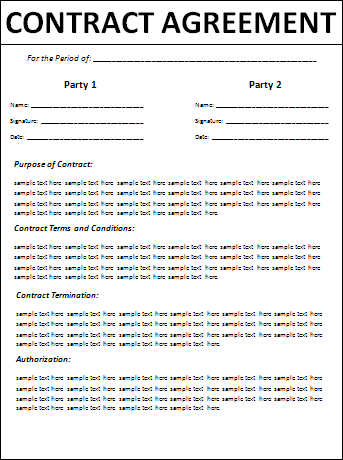 contract agreement sample free word templates