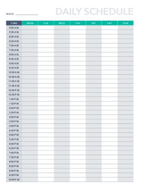 Daily Schedule Template