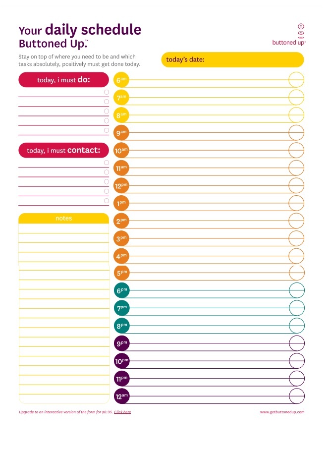 Daily Schedule Timeline Template