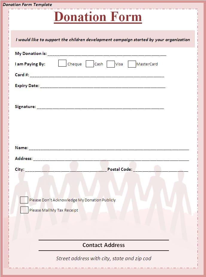 monthly donation form free word templates