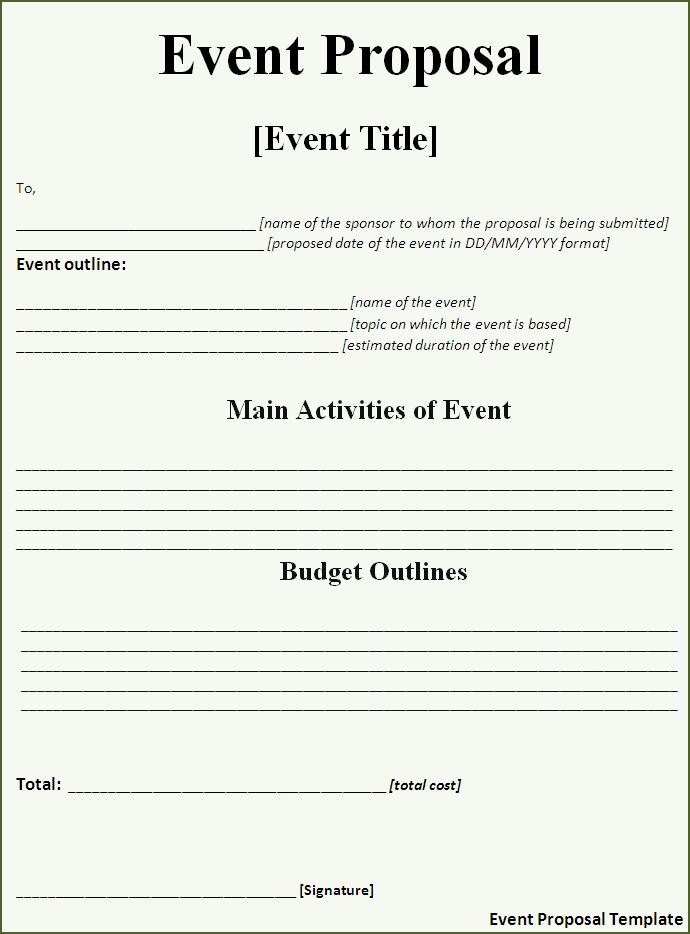 Event Proposal  Template  Free Word Templates 