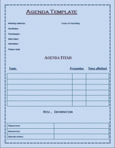 Free Agenda Template – Free Word Templates