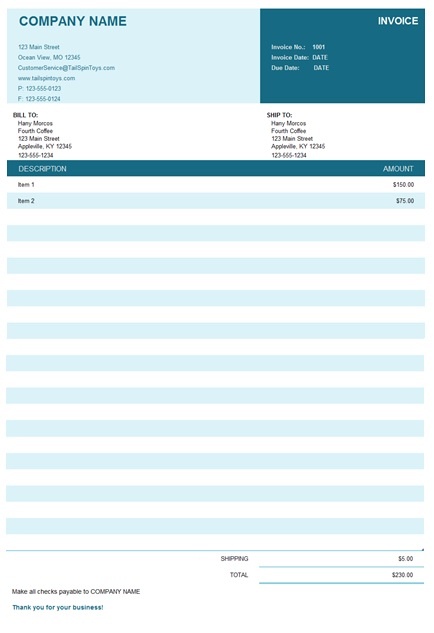 Free Invoice Template Word Free Word Templates