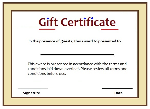 Gift Certificate Template