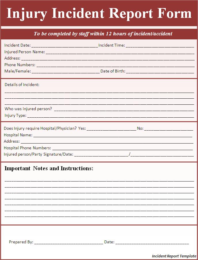 Free Incident Report Template Free Word Templates