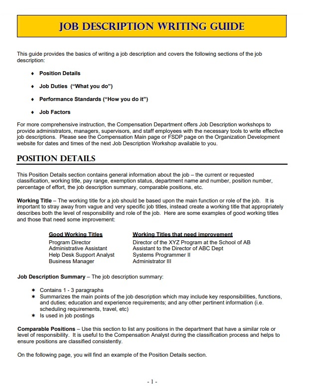 how to write a job description in resume