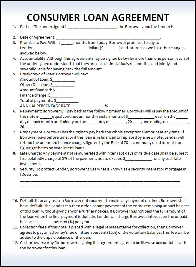 Free Template For Loan Agreement