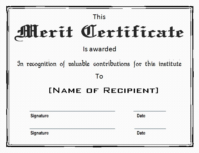 Certificate of Merit Template