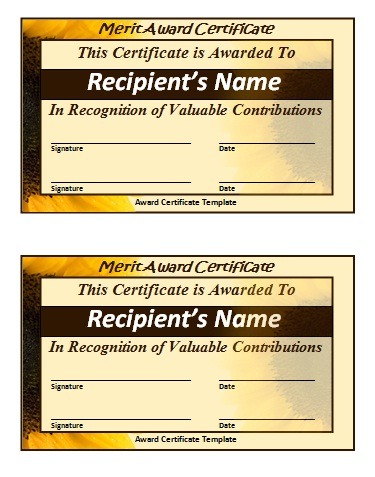 Certificate of Merit Template