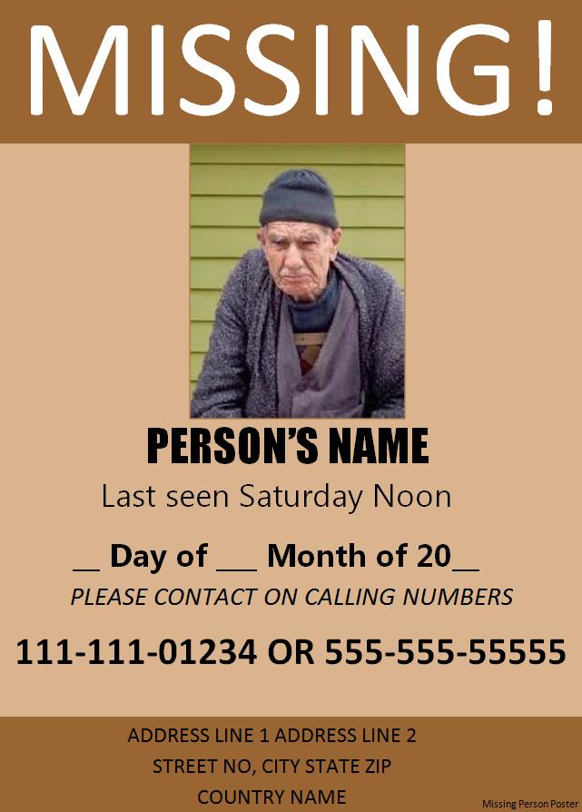 Missing Person Poster template