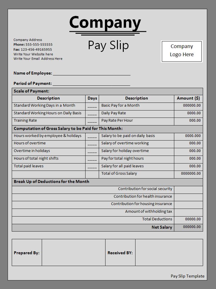 payslip forms | Free Word Templates