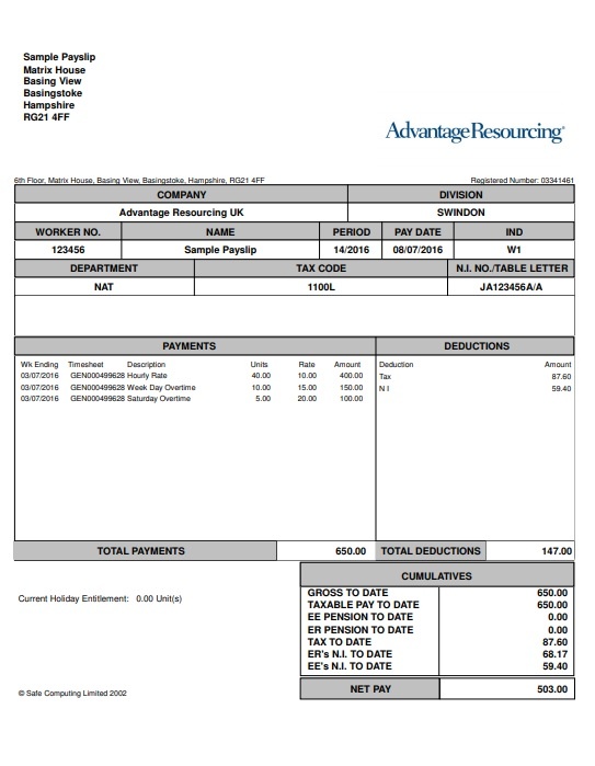 Payslip Form