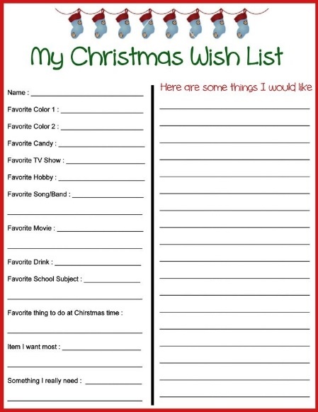 Christmas Day Wish List Template Free Word Templates