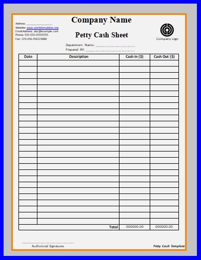 Petty Cash Format | Free Word Templates