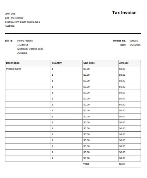 Blank Invoice Templates | 22+ Free Printable Word, Excel ...