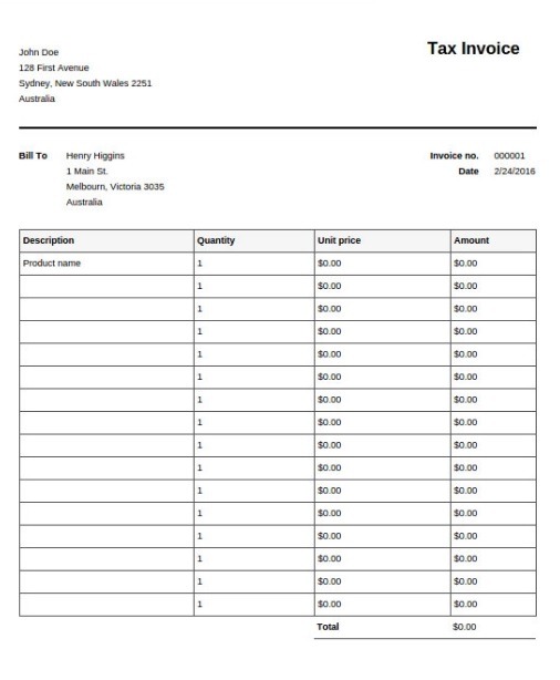 Blank Invoice Template