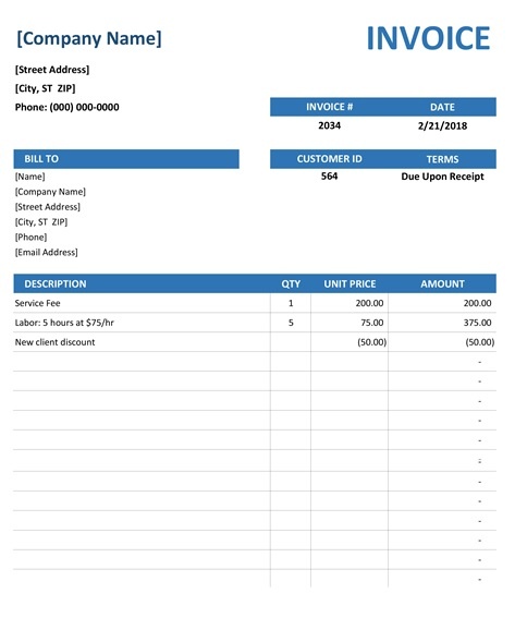 Free Invoice Template Free Word Templates