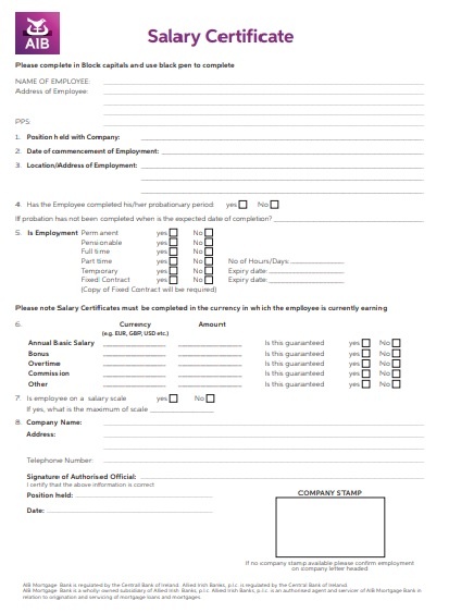 Salary Certificate Template