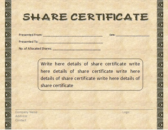 Share Certificate Template