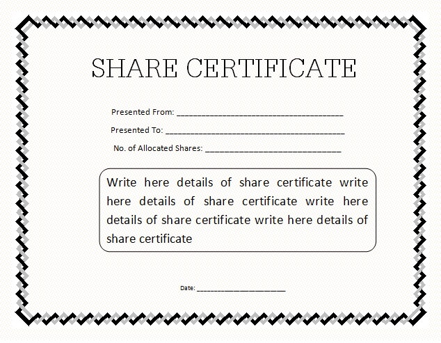 Corporate Share Certificate Template