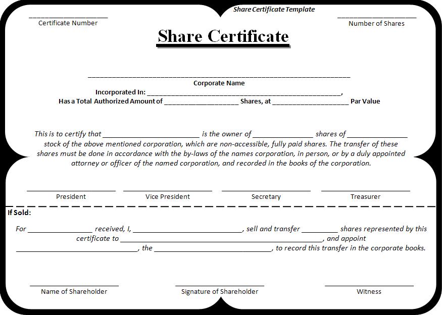 5+ Free Stock Certificate Templates in MS Word Format