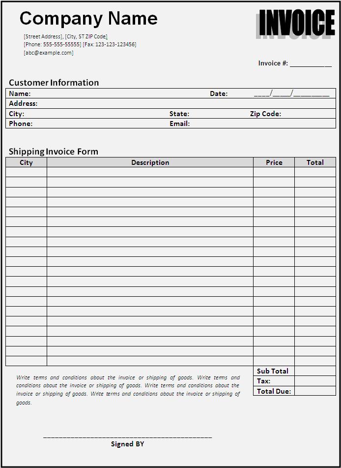 Shipping Invoice Templates 16+ Free Printable PDF, Excel & Word