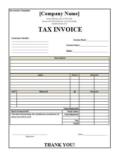 Tax Receipt Template