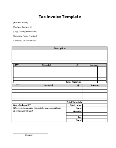 Tax Receipt Template