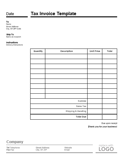 Tax Receipt Template