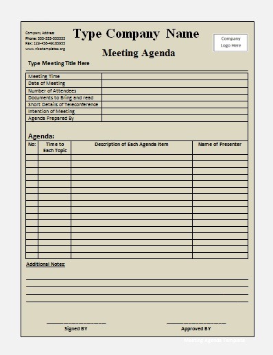 Meeting Agenda Template 11 Free Printable Word Pdf Excel Formats Samples Examples