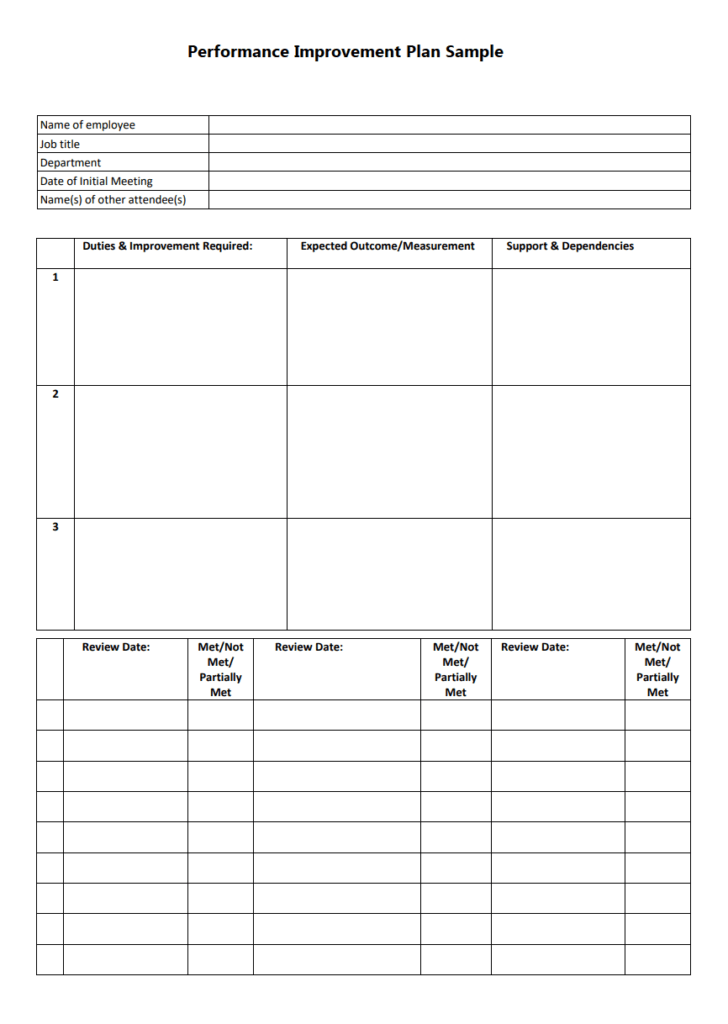 Performance Improvement Plan Sample
