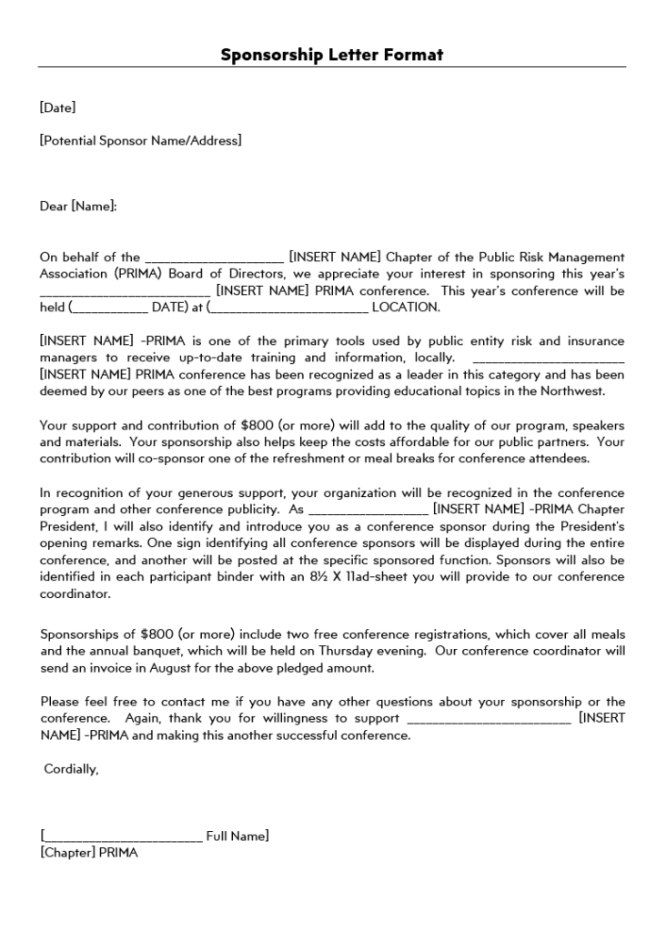 Sponsorship Letter Format